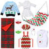 Aoriher 10 Pcs Christmas Elf Doll Accessories Set Includes Elf Doll Clothes Kit Doll Sleeping Bag Bathrobe Apron Chef Hat Hck Elf Doll Mask for Xmas Elf Doll Costume Outfits(Deer)