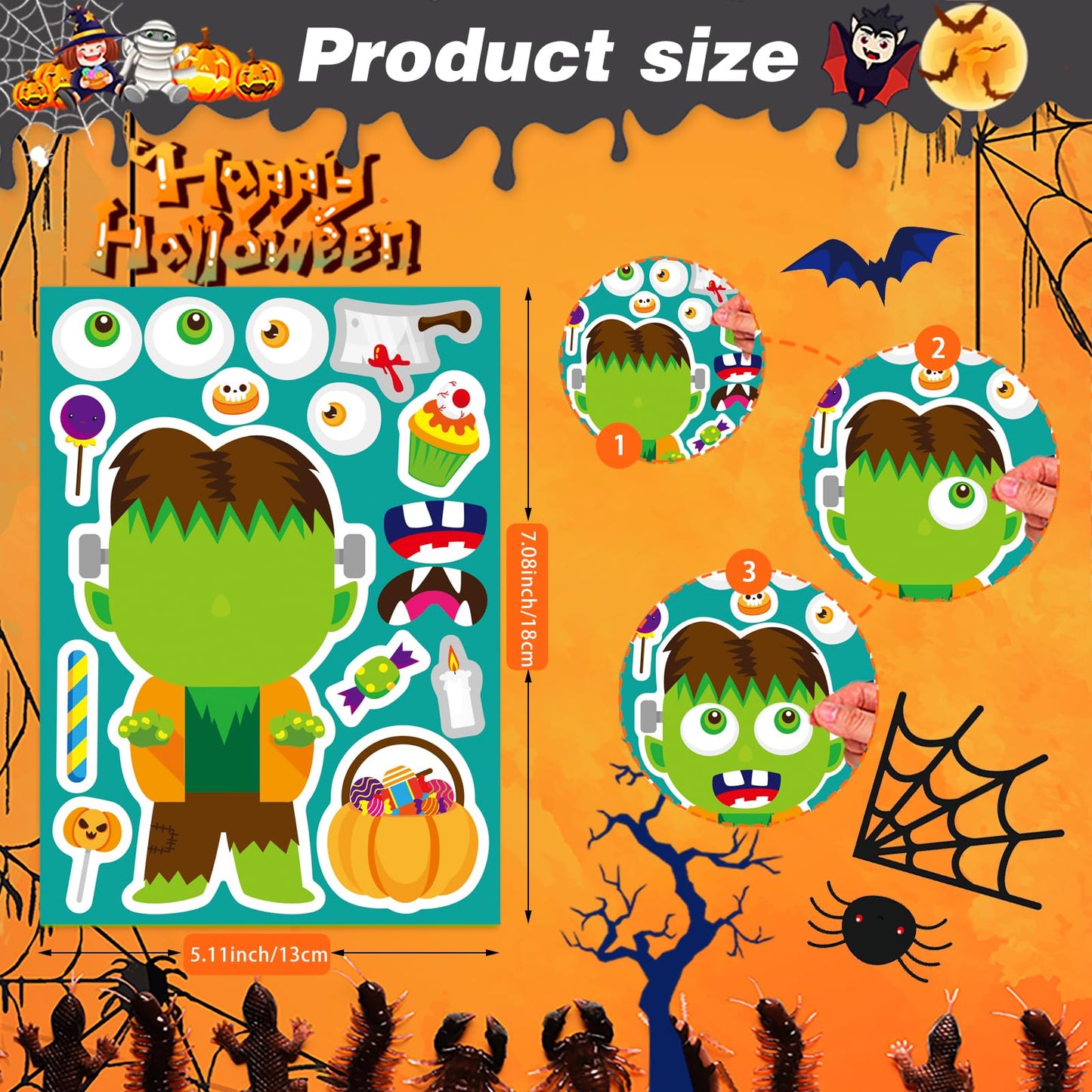 27 Sheets Halloween Make A Face Stickers Make Your Own Halloween Character Mix And Match Stickers Sheets Vampires Witches Mummie