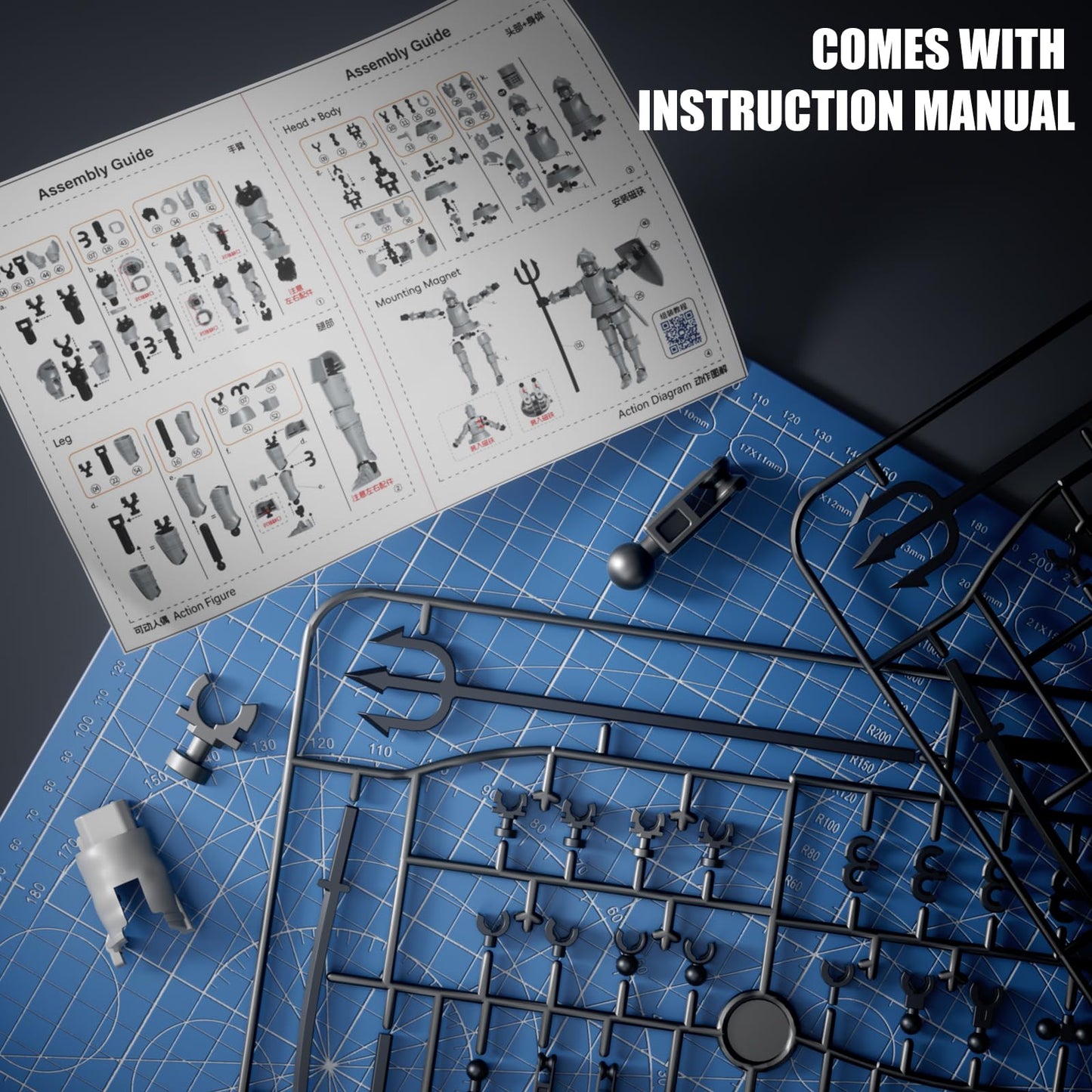 MEIEST Knight protective covering Action Figure Multi-Jointed Movable Robot Mannequin T13 Multiple Accessories  Desk Decoration  Creative Gifts (Golden)