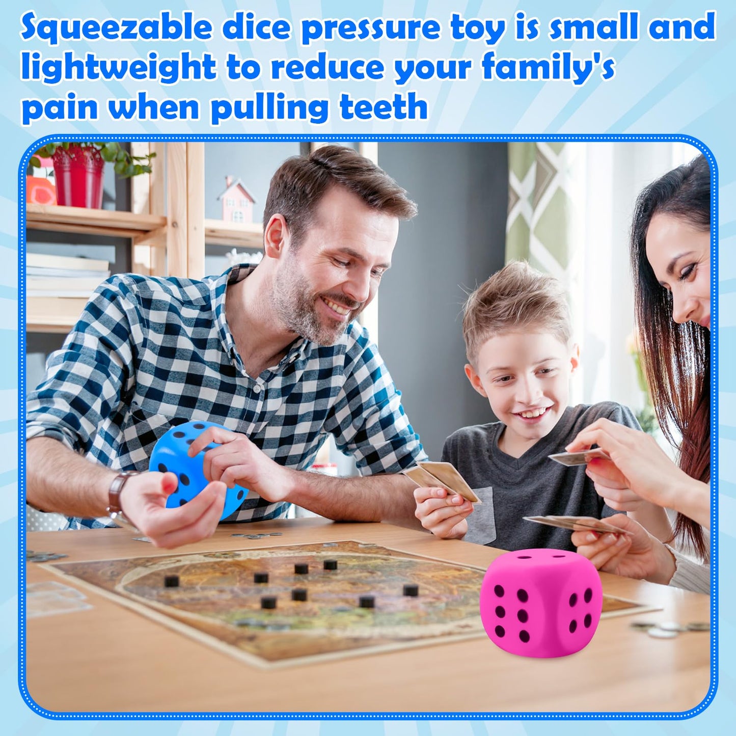 Zomiboo 2 Pcs Large Foam Dice Stress Balls Soft Jumbo 6 Sided Giant Dice Educational Learning Squeeze Anxiety Relieve Toy Gifts