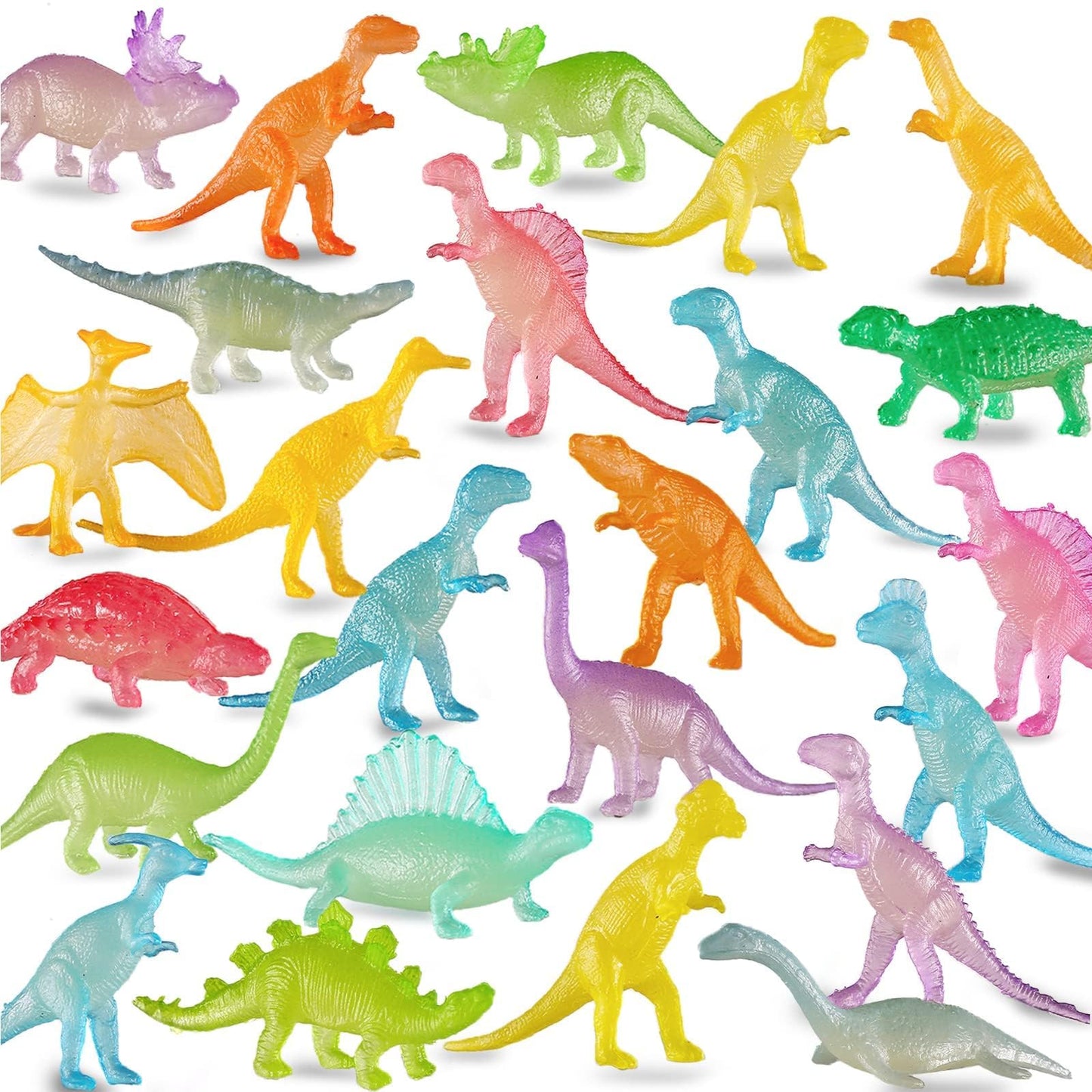 Yeonha Toys 96 Pack Glow In Dark Mini Dinosaur Bulk Toy Set, Dinosaur Party Favors For Kid, Cupcake Toppers, Birthday Decoration Goody Bag Filler, Classroom Prize, Pinata Stuffers