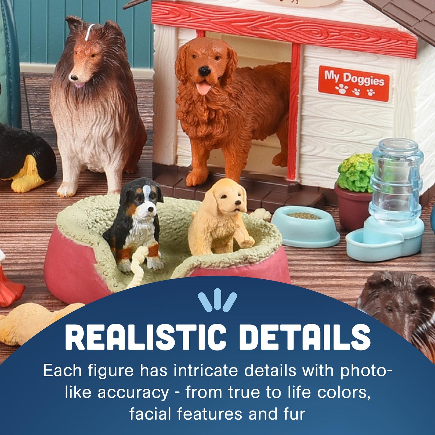 Cp Toys Dog Figurines Academy Toddler Playset, Realistically-Detailed Toy Dog Figures, Hand Painted Animal Toys, Birthday Gift For Girls And Boys, 51-Piece, Ages 3 Years & Older