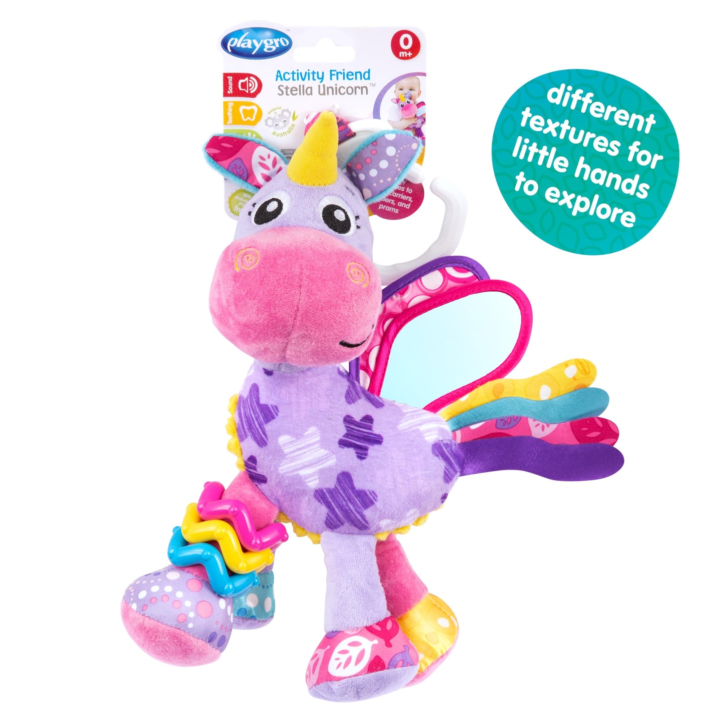 Playgro Baby Toy Activity Friend Stella Unicorn 0186981 For Baby Infant Toddler Children Is Encouraging Imagination With Stem/Steam For A Bright Future - Great Start For A World Of Learning