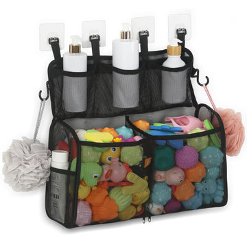 Docmon Bath Toy Storage, 2 Layers Large Capacity Bath Toy Holder For Bathtub, Quick Dry Bath Toy Organizer With Buttom Zipper, B