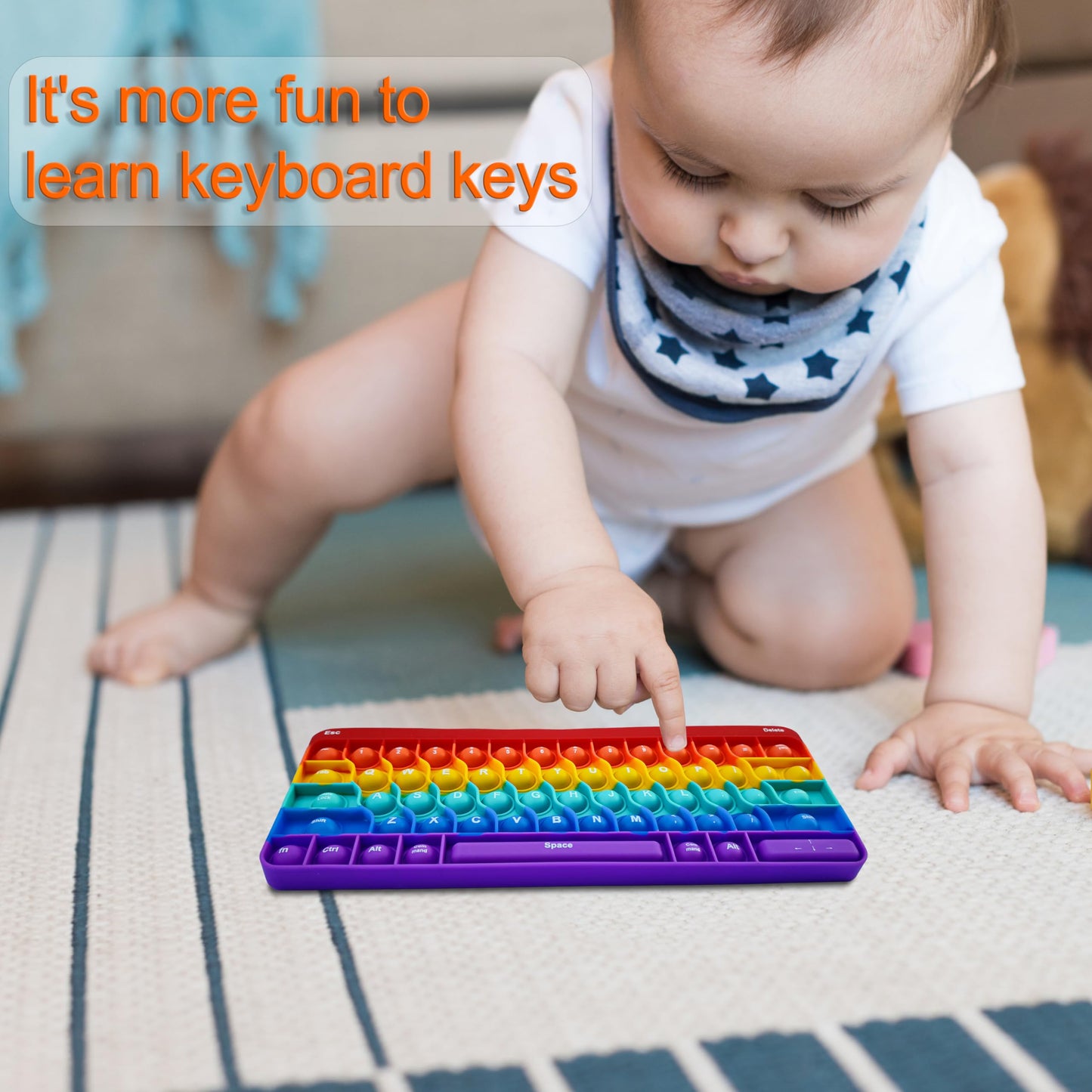 Proweber Learning Typing Keyboard Pop Fidget Toy - Satisfying Sensory Stress Relief for Kids Adults ADHD - Pop Bubbles Silicone