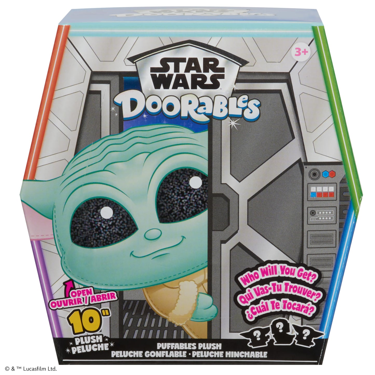 Just Play Star Wars Doorables Puffables Plush - Star Wars: The Mandalorian, 10-Inch Collectible Plush Featuring Glitter Eyes, St