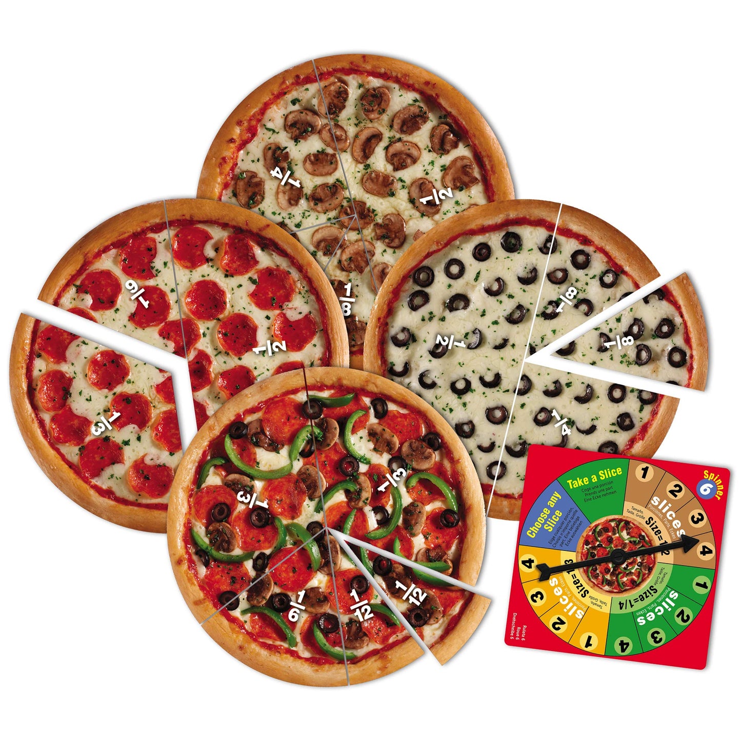 Learning Resources Pizza Fraction Fun Game - 13 Pizzas, 67 Pieces, Multi-color, Ages 6+, Model LER5060, Plastic Material