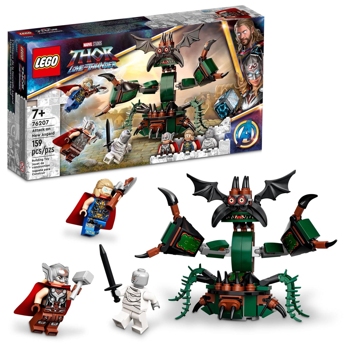 Lego Marvel Attack On New Asgard, Thor Buildable Toy 76207 With Hammer, Stormbreaker And Monster Figure, Love And Thunder Movie