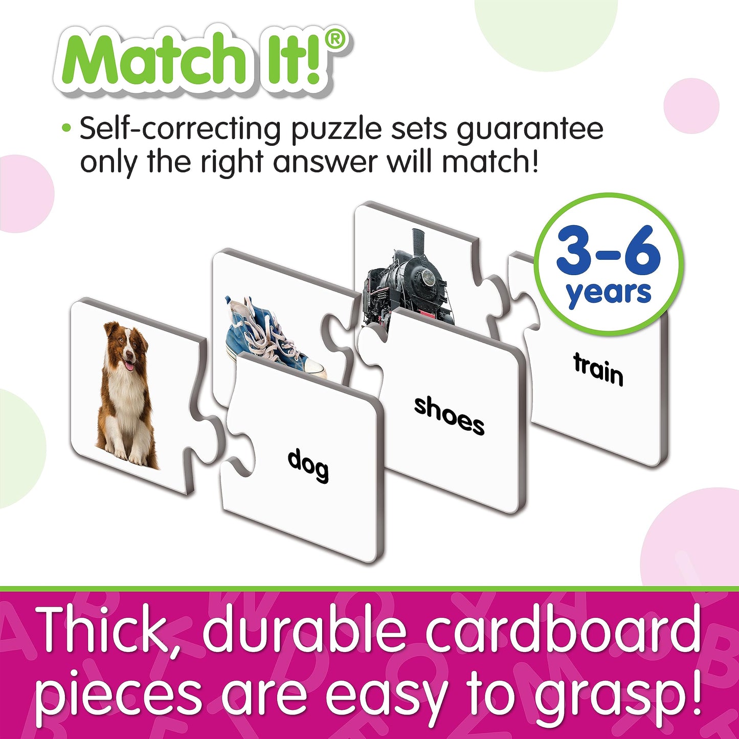 The Learning Journey: Match It! - First Words - 30 Piece Self-Correcting Words With Matching Images For Emerging Readers - Sight Words Puzzle For Kids Ages 3 And Up - Award Winning Toys