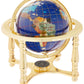 Unique Art 10-Inch Tall Table Top Blue Lapis Ocean Gemstone World Globe With 4 Leg Gold Stand