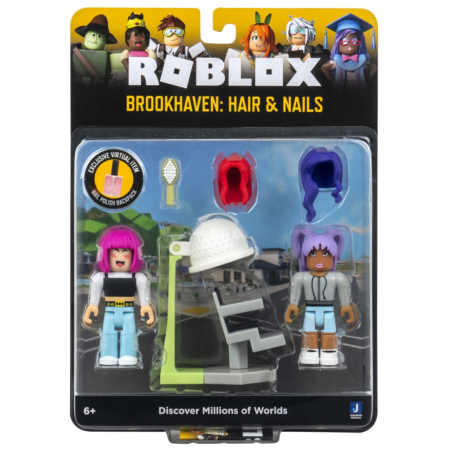 Roblox Celebrity Collection Brookhaven Game-Pack - Hair & Nails, Multicolor, Includes Exclusive Virtual Item, Model ROG0235