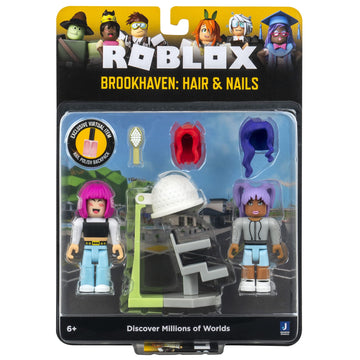 Roblox Celebrity Collection Brookhaven Game-Pack - Hair & Nails, Multicolor, Includes Exclusive Virtual Item, Model ROG0235