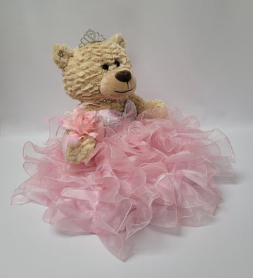 KINNEX COLLECTIONS SINCE 1997 20 Quince Anos Quinceanera Last Doll Teddy Bear with Dress (Centerpiece) ~ ARC16832-3R (Pink)