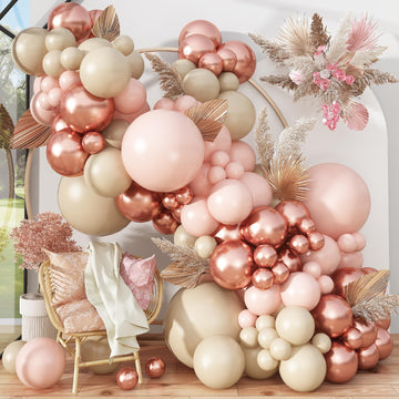 Boho Balloon Arch Double Stuffed Blush Nude Rose Gold Boho Balloon Garland Kit Rosegold Beige Peach Brown Cream Latex Balloons F