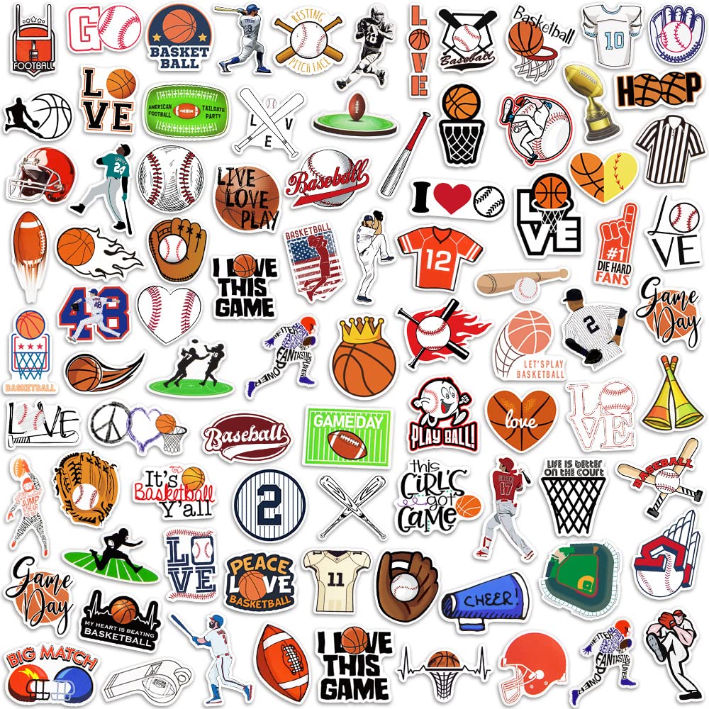 Basketball And Football Stickers For Laptop Sports Stickers For Water Bottles Waterproof Sports Stickers Pack (155 Pcs)