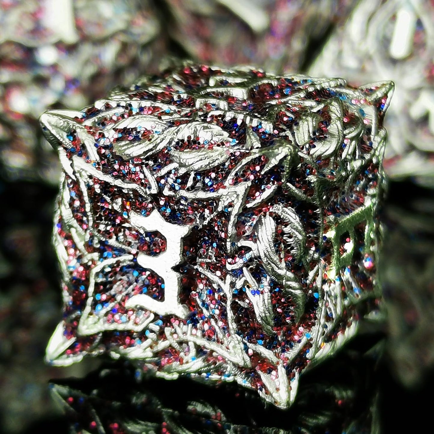 HAOMEJA Metal DND Flash Magic Vine Leaf Dice Set 7 PCS Polyhedral D&D Dice Set Apply to DunFgeons and Dragons Gift Role Playing