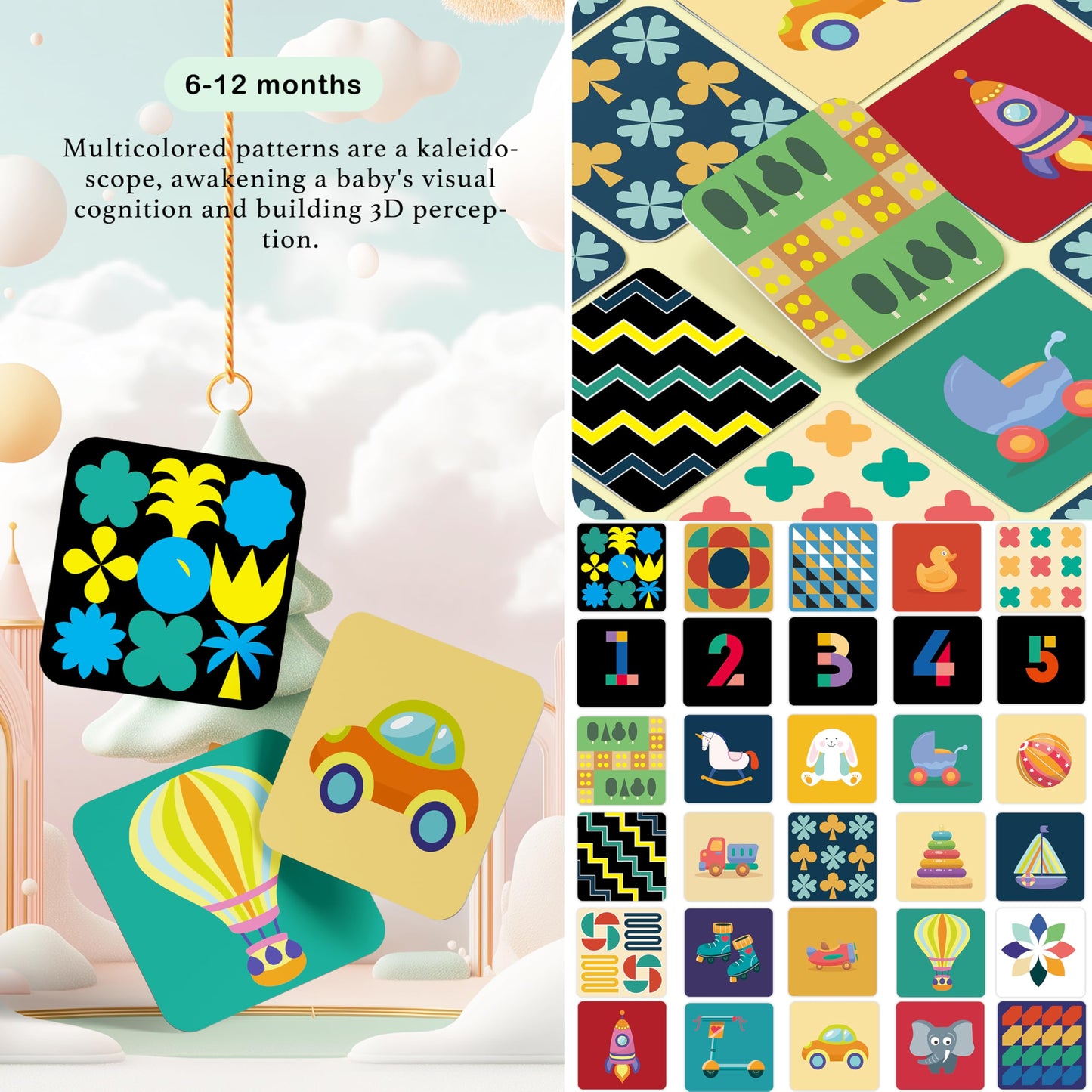 Slapaflife High Contrast Baby Toys For Newborn, 60 Pcs 120 Page High Contrast Baby Cards, Contrast Cards For Infants 0-3-6-12-36
