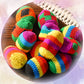 Yunsailing 48 Pieces Knit Sack Balls For Kids Knitted Kickball Soft Juggling Balls Multicolored Crochet Geometric Pattern Foot B