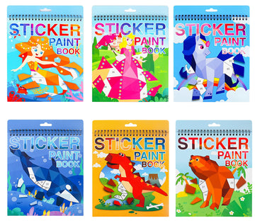 Crafts For Kids Ages 4-8 Sticker Paint Books 6 Pack Number Sticker Books For Kids Girls Boys Easter Party Favor, Car Road Plane Travel Activity Books