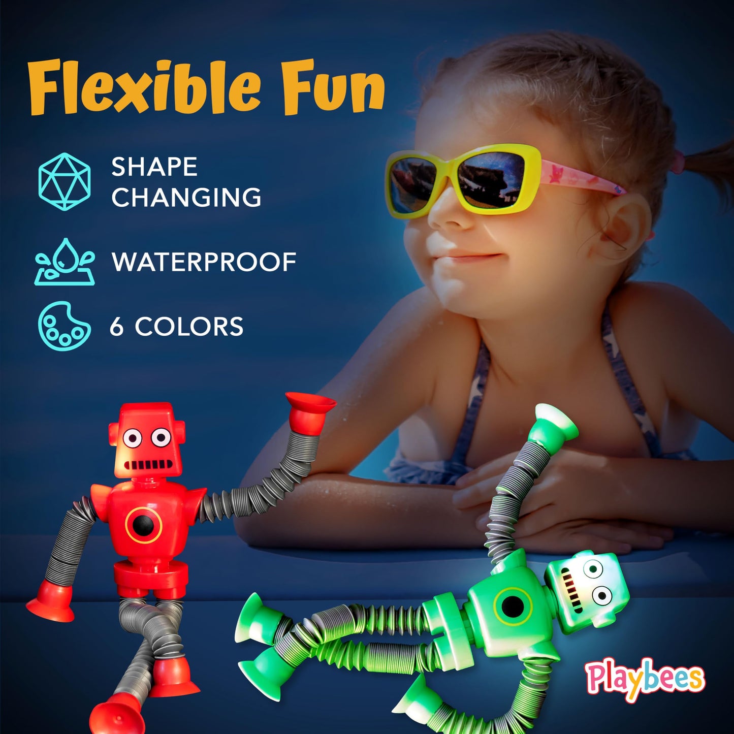 Led Telescopic Suction Cup Robot Toys 12Pack - Shape Changing Educational Fidget Toys, Sensory Toys Adhd Autistic, Stimulating C