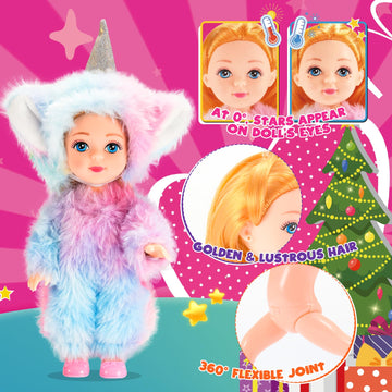 Wethcorp 9 Pcs Doll Toys For 2 3 4 5 Year Old Girl, Toddler Dress Up Unicorn Dolls For Little Girl Gifts Princess Doll Toys & Ac