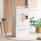 Wooden Play Kitchen Fridge - Interactive Ice Maker, Double Door Storage & Creative Fridge Magnets, Pretend Play Refrigerator For