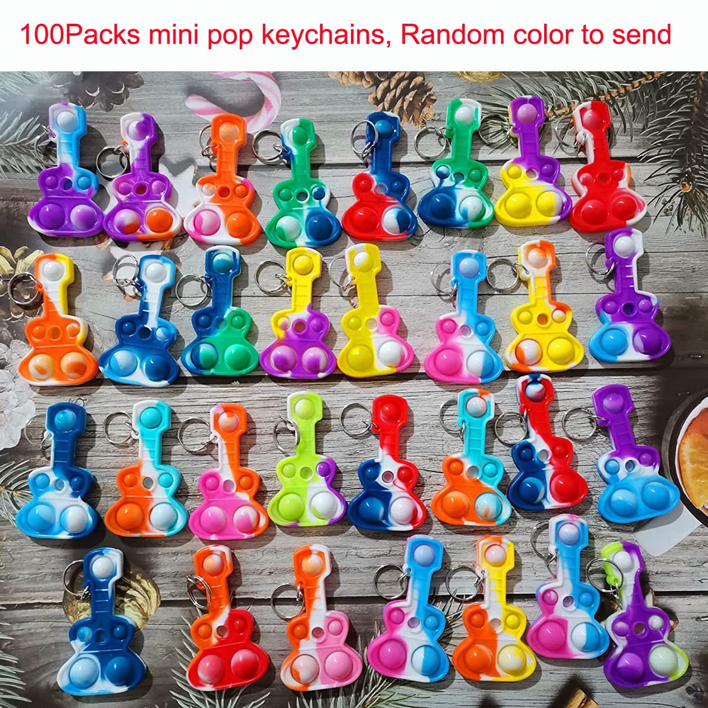 100 Packs Guitar Bulk Music Mini Pop Fidget Toys  Autism Special Needs Squeeze Sensory Party Favors Gift for Kids mature-themeds  Classroom Student Bubble Prizes