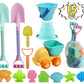 Iokuki Long Shovels Sand Toys Set With Mesh Bag Including Dump Truck, Beach Buckets, Shovels, Rakes, Molds, Outdoor Beach Toys T