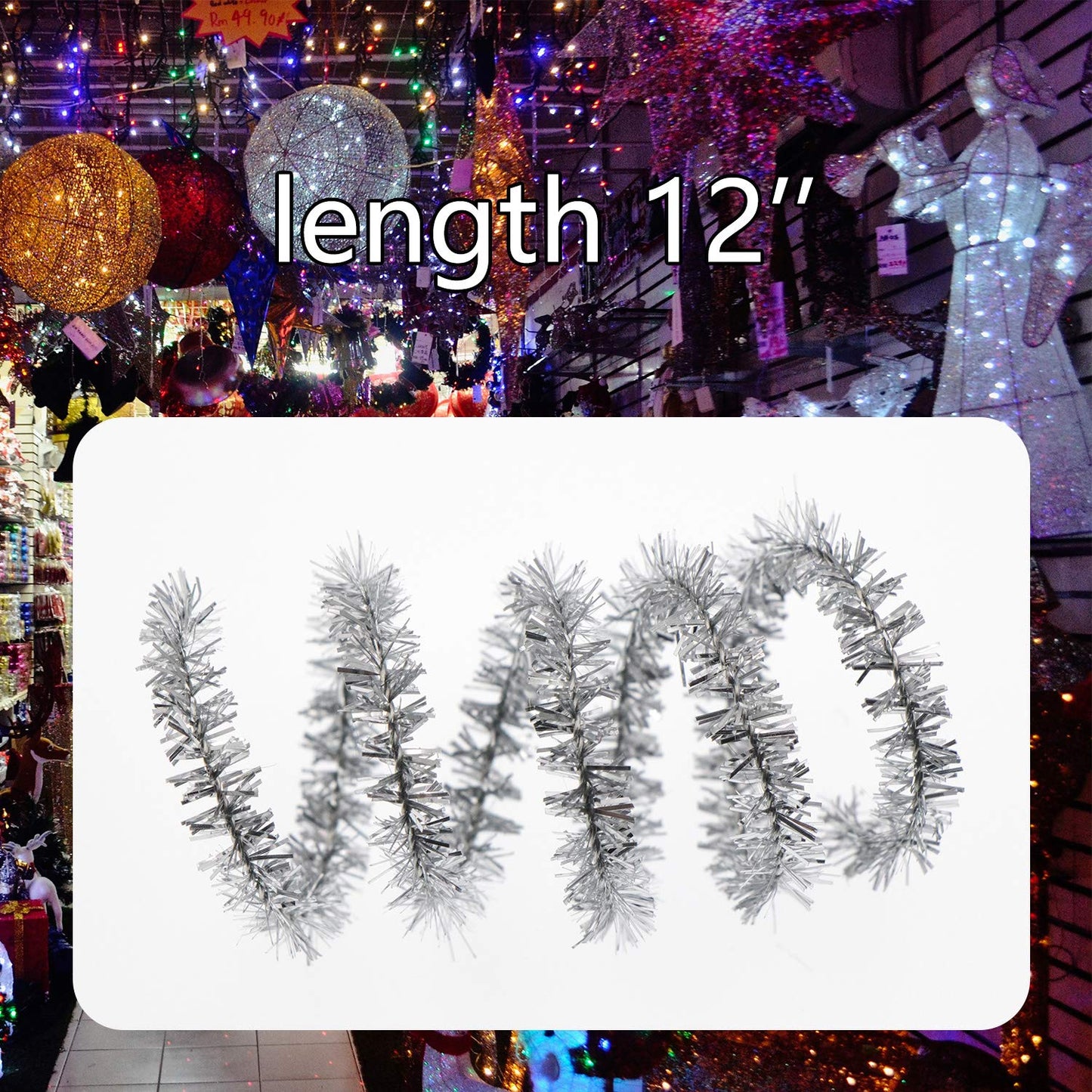 Waycreat 200 Pieces Pipe Cleaners Silver Chenille Stem for DIY Art Craft Decorations (6mm x 12 Inch)
