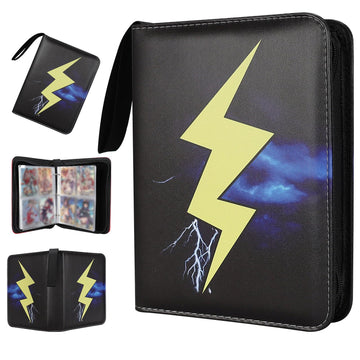 FootJKYX Collectible Trading Card Albums 4 Pocket Card Binder  400 Double Sided Pocket PU enhanced Zip Trading Collection Binderwith 50 Removable Sleeves  Card Folder forTCG  Sports Cards (Black)