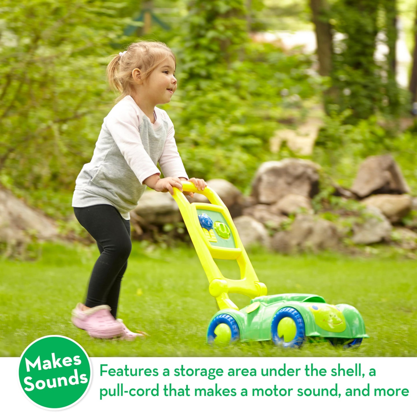 Melissa & Doug Snappy Turtle Lawn Mower Toy - Multi Color, One Size, Plastic, Model 6744 for Pretend Play