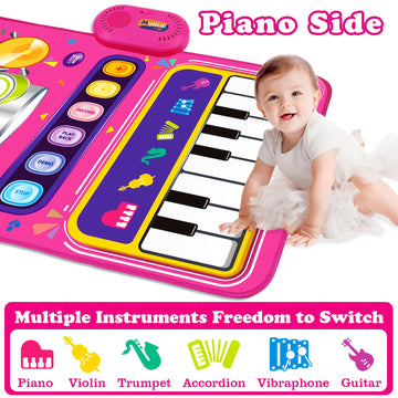 Toys For 1 Year Old Girl Gifts: Baby Piano Mat Toddler Toys Age 1-2 - 2 In 1 Piano Drum Babies Music Mat - Infant Musical Toy 12-18 Months Babies Birthday Easter Gifts For 1 2 3 Year Old Boys Girls