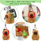 Ditucu Capybara Plush Keychain Toys - 4.7" Brown Polyester Strawberry Turtle Pendant for Kids' Backpack Decoration