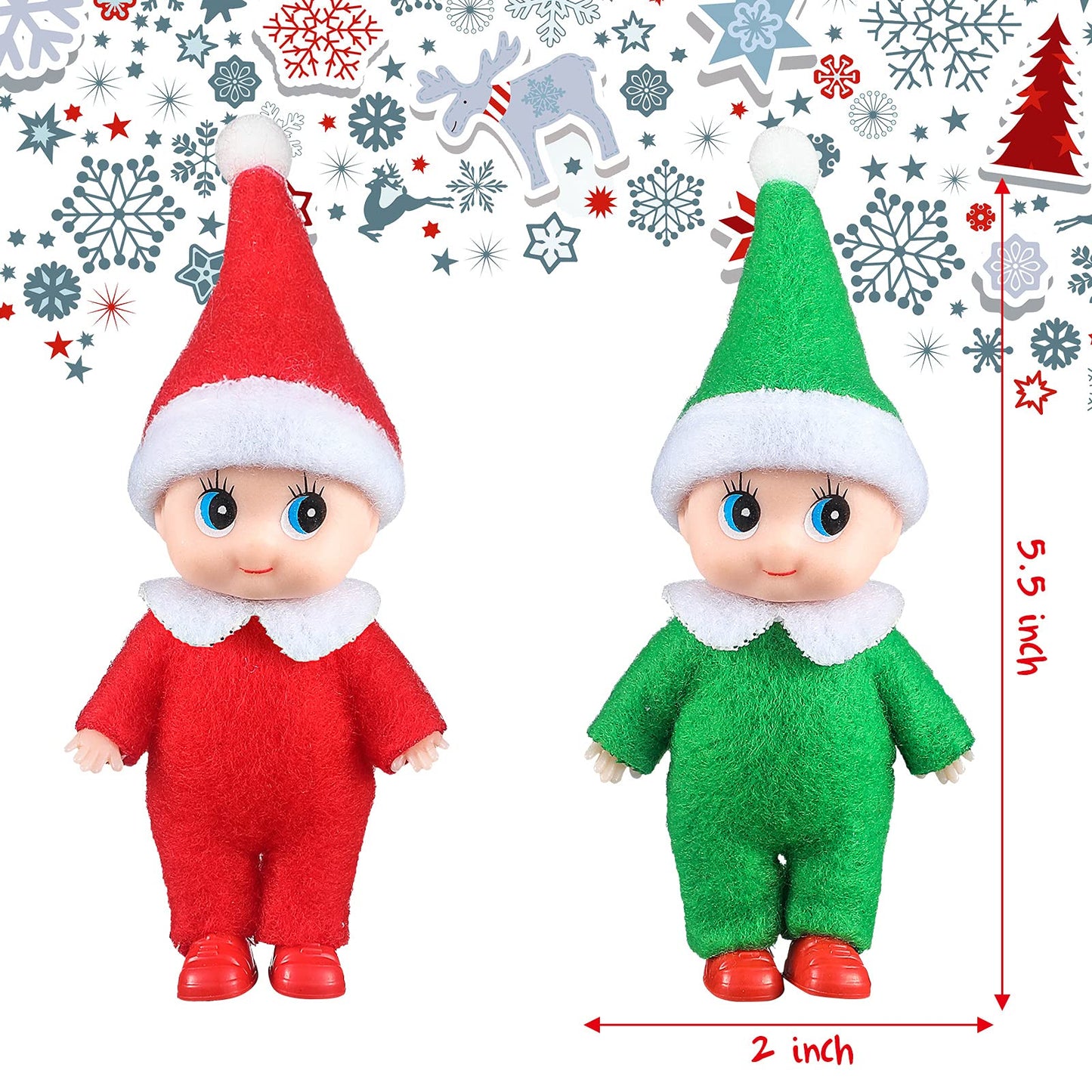 Juinipe Christmas Elf Doll Elf Doll Toy Christmas Baby Twin Elf Boy and Girl Doll Christmas Miniature Accessories for Christmas Decoration (8 Pieces)