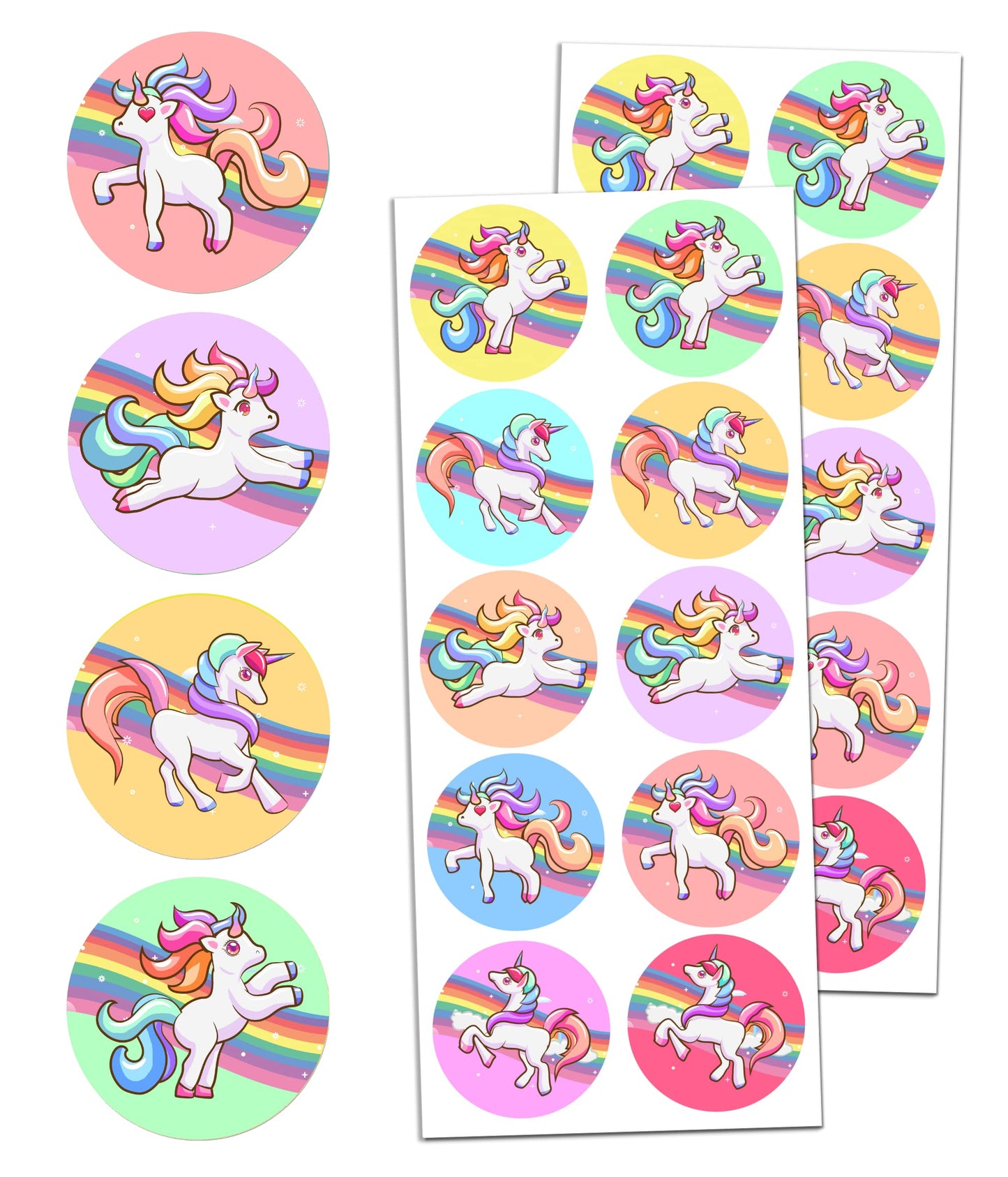 Unicorn Sticker Sheets For Kids, 1.5'' - 20 Sheets, 200 Stickers