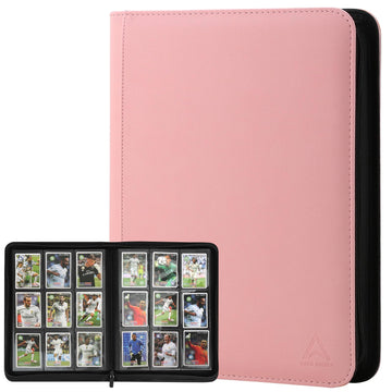 Arkeiliy Card Binder 9 Pocket  Double Sided Pockets Trading Card Binder with 30 Sleeves  enhanced Zip Trading Card Holder Collector Album Holds 540 MTG (pink)