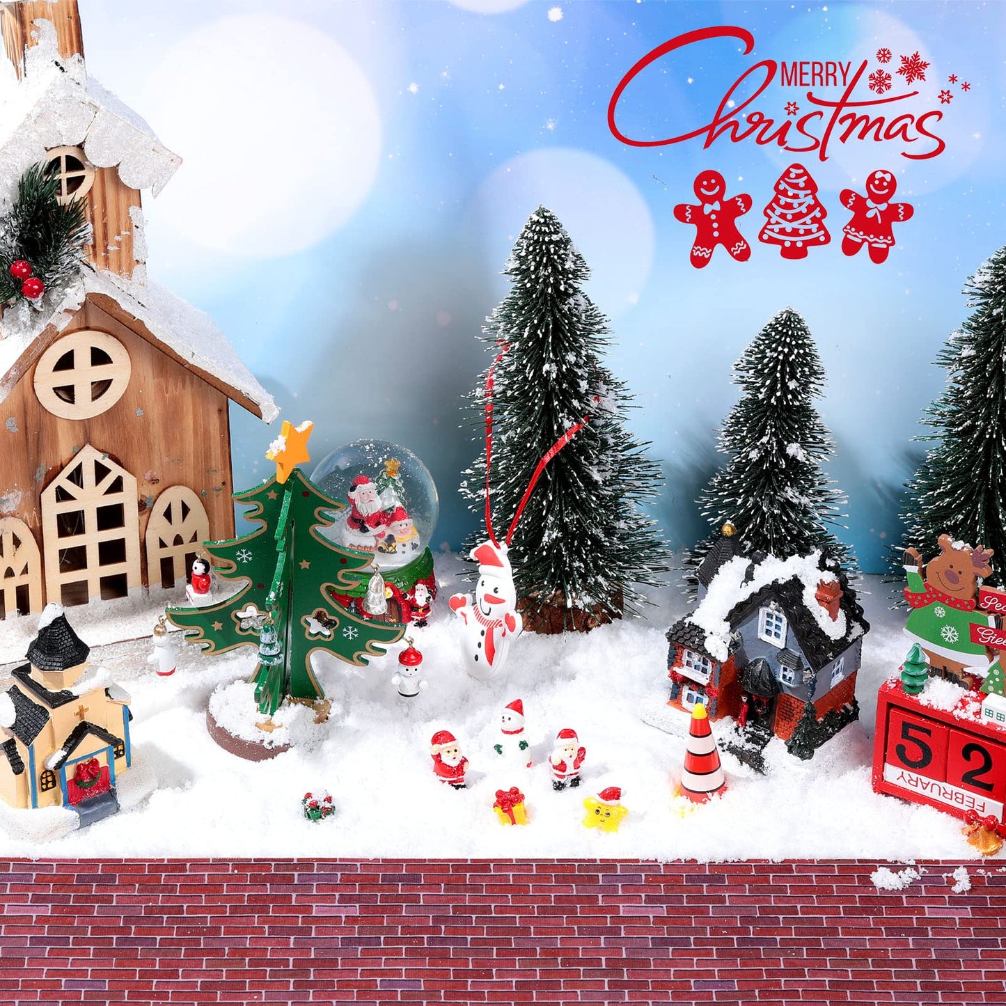 Marspark Christmas Village Accessories 5 X 50 Inch Christmas Miniature Road Village Street Mat Xmas Village Snow Street Decorati