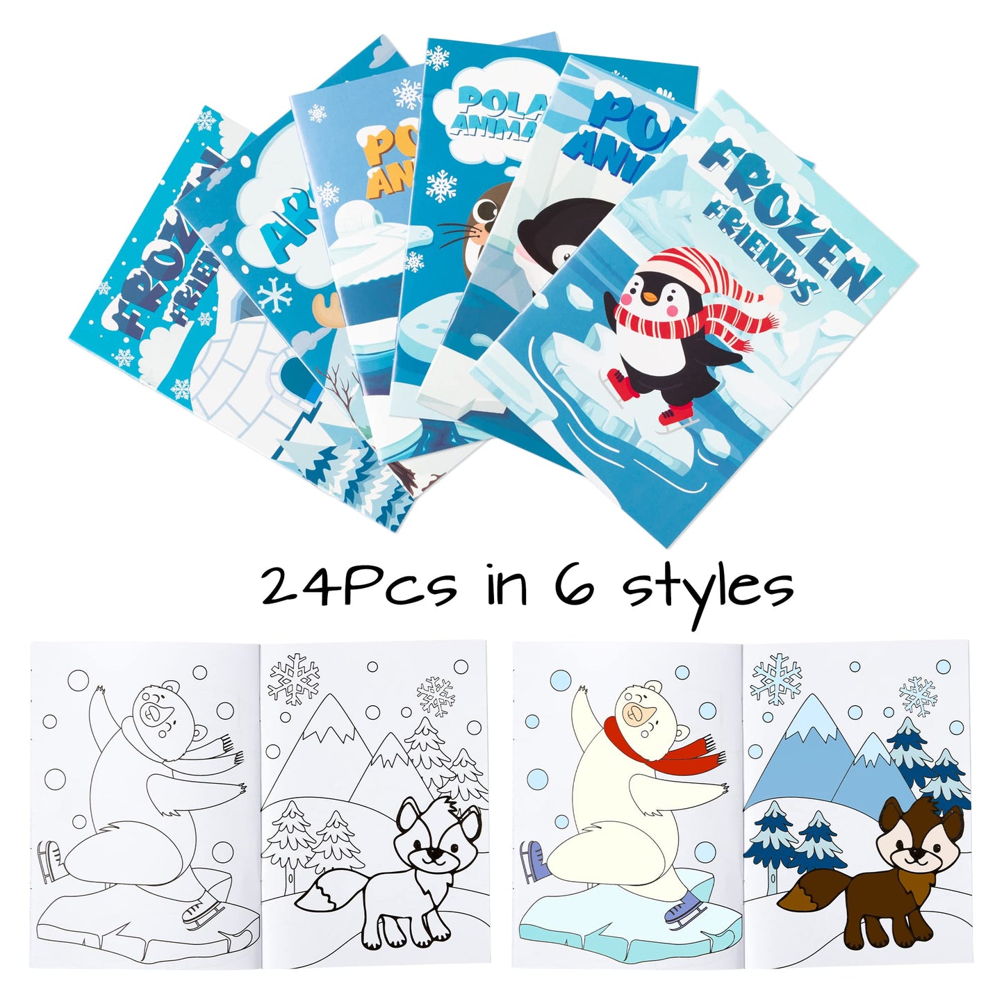 Dvbonike 24Pcs Polar Animals Coloring Books Winter Theme Diy Art Booklet Drawing Pattern Including Arctic Bear Penguin Birthday