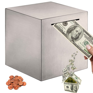 Piggy Bank For Adults,Safe Piggy Bank Made Of Stainless Steel,Can Only Save The Piggy Bank That Cannot Be Taken Out(7.9 Inch)