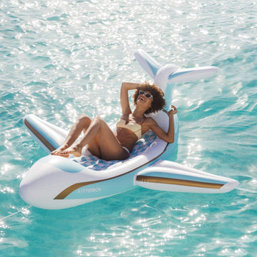 Funboy Giant Inflatable Luxury Private Jet Airplane Pool Float, Luxury Float For Summer Pool Parties And Entertainment White 71'X28'