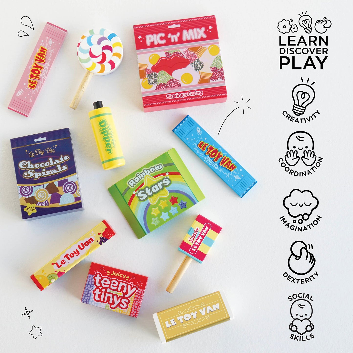 Le Toy Van - Pretend Play Wooden Candy Play Food Set | Kids Role Play Wooden Food Toy | Great As a Gift - Suitable for 2 Years +