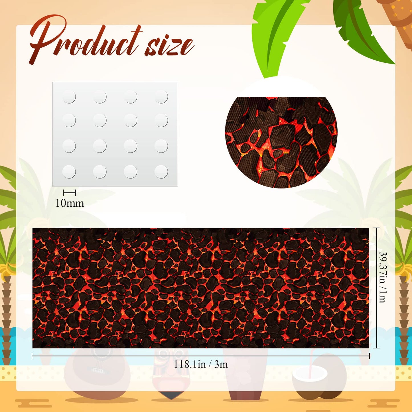 24 Inch x 10 ft Plastic Hot Coals Runner Party Decorations Lava Themed Party Theme Tablecloth Runner Table Floor Cover for Fire