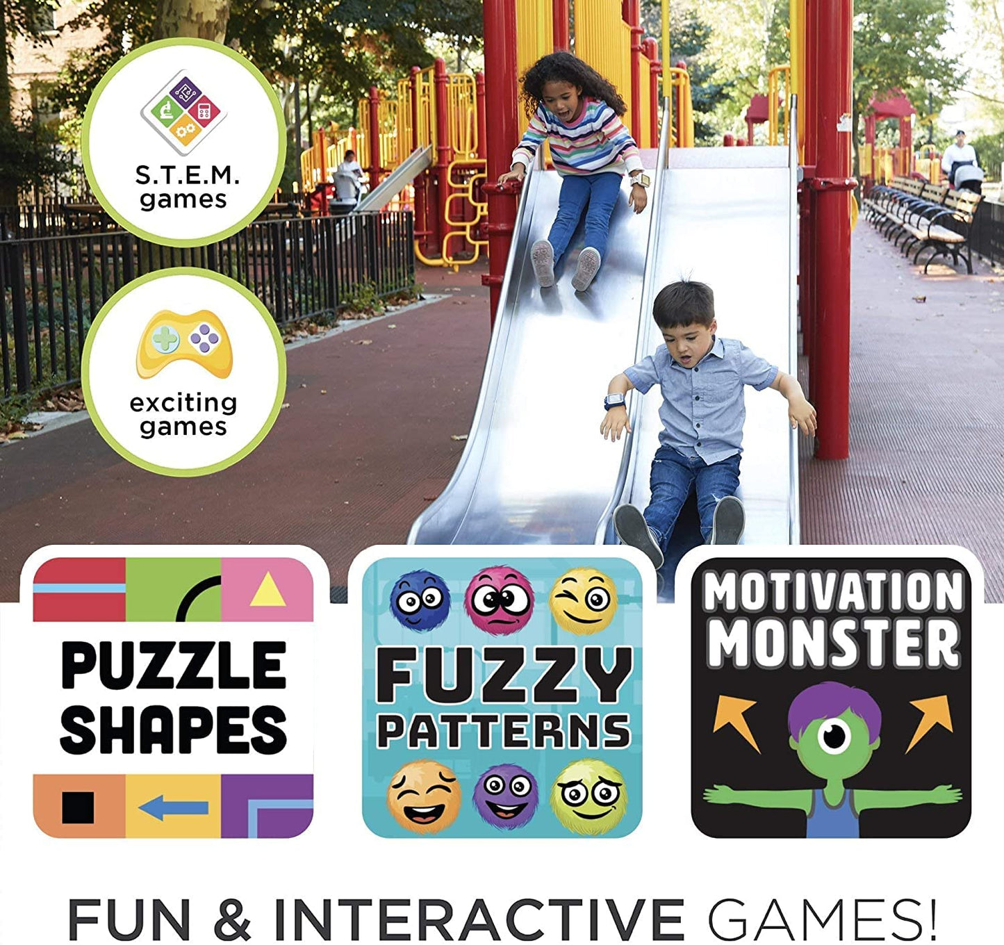 Playzoom Kids Smartwatch & Earbuds Set - Video Camera Selfies Stem Learning Educational Fun Games, Mp3 Music Player Audio Books
