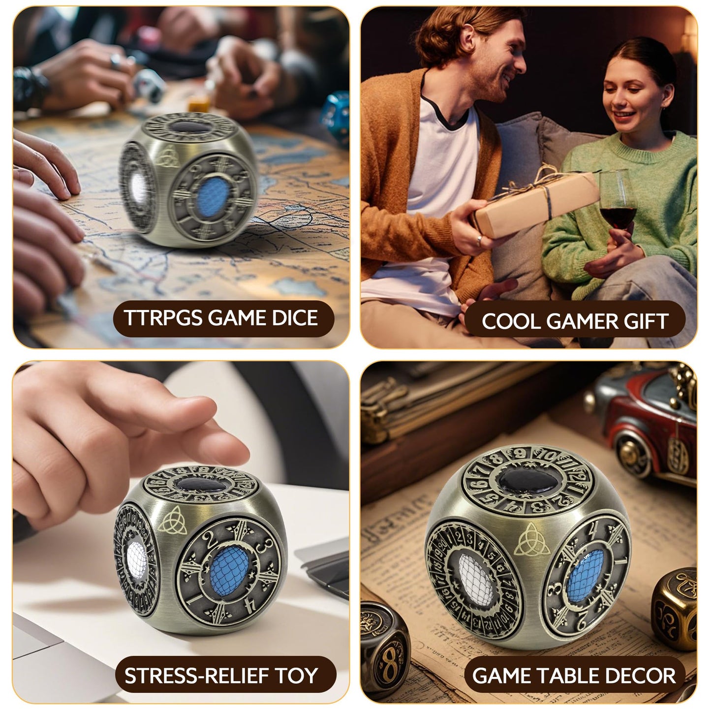 G00D4U Metal Dnd Spinner Dice Set, 7 In 1 D&D Dice Spinner With Unique Dragons Egg Relief For Dungeons And Dragons Gifts, Fantas