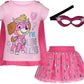 Paw Patrol Skye Toddler Girls Cosplay T-Shirt Tulle Tutu Cape And Mask 4 Piece Outfit Set 4T