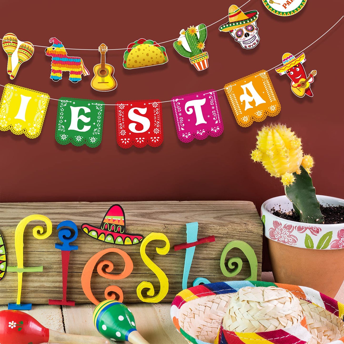 Cinco De Mayo Banner Mexican Party Supplies Sign Banner Garland Fiesta Party Decoration Day of The Dead Backdrops Ceiling Hangin