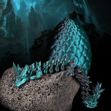 Sumland 3D Printed Dragon Eggs With Dragon Inside,Crystal Dragon Fidget Toys,Articulated 3D Dragon With 3D Dragon Eggs Black Gre