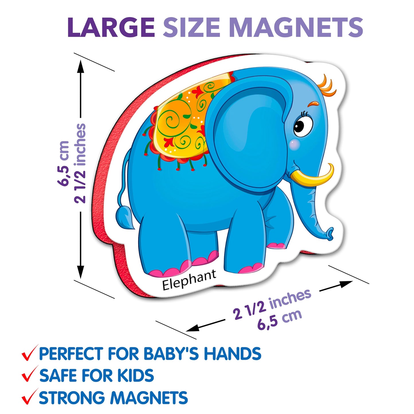 Little World Foam Fridge Magnets Set - 25 Chunky Zoo Animal Magnets for Toddlers 1-3 - Multi Color, Full Magnet Backing, Model RK93010-05