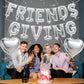 Jobkoo Friendsgiving Balloons Friends Giving Party Decorations 16 Inches Tall Silver Heart Friendsgiving Foil Mylar Balloon Lett