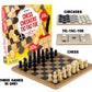 Regal Games Reversible Wooden Board for Chess, Checkers & Tic-Tac-Toe - Includes 24 Checkers & 32 Chess Pieces - 10.5 Inch Size